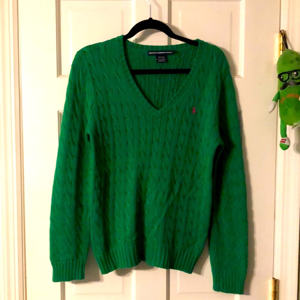 Ralph Lauren Sport Kelly Green Cable Knit Sweater